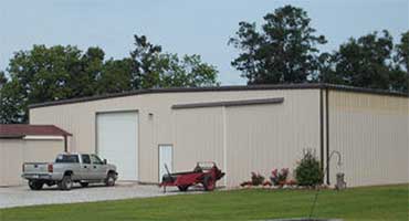 Steel-framed alternative to a pole barn with a longer service life.