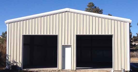 Two-bay metal garage